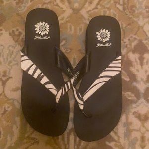Zebra yellow box flip flops